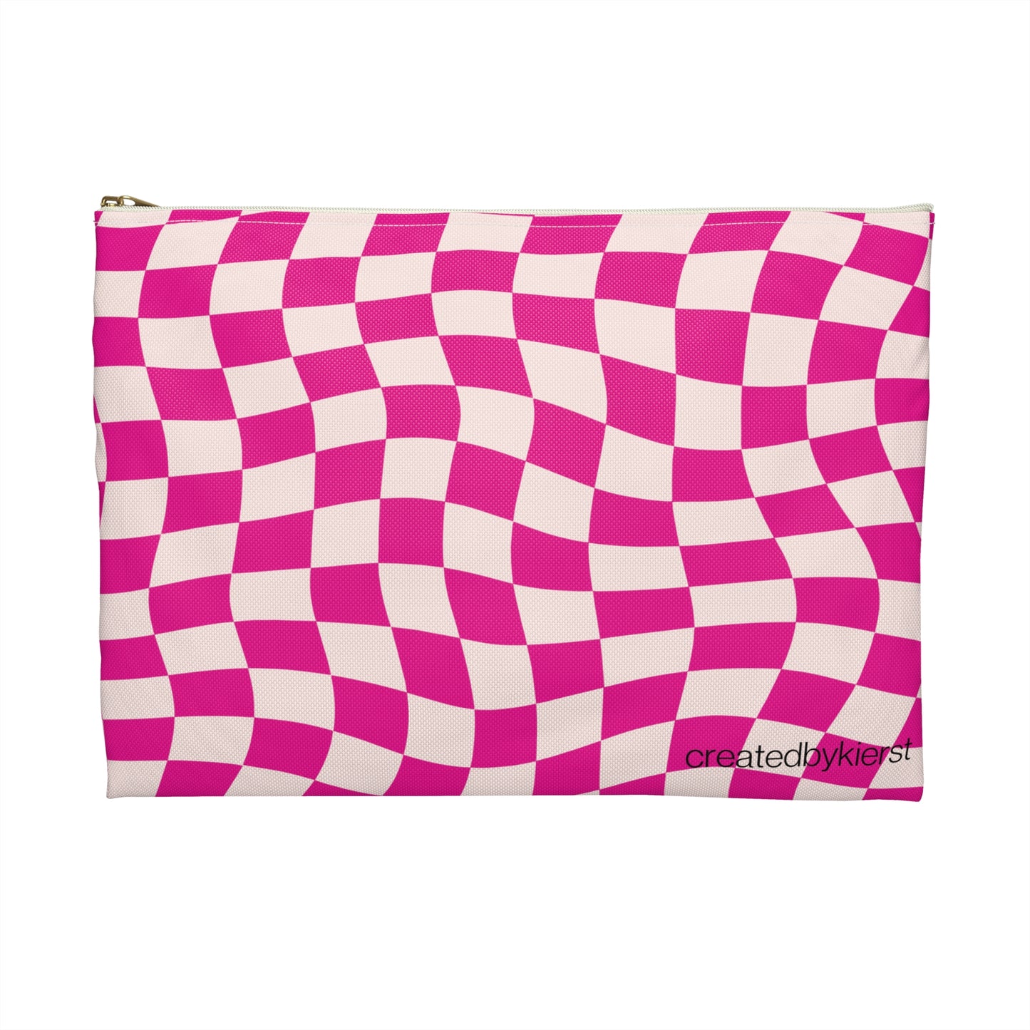 Hot Pink and Light Pink Wavy Checkers Accessory Pouch