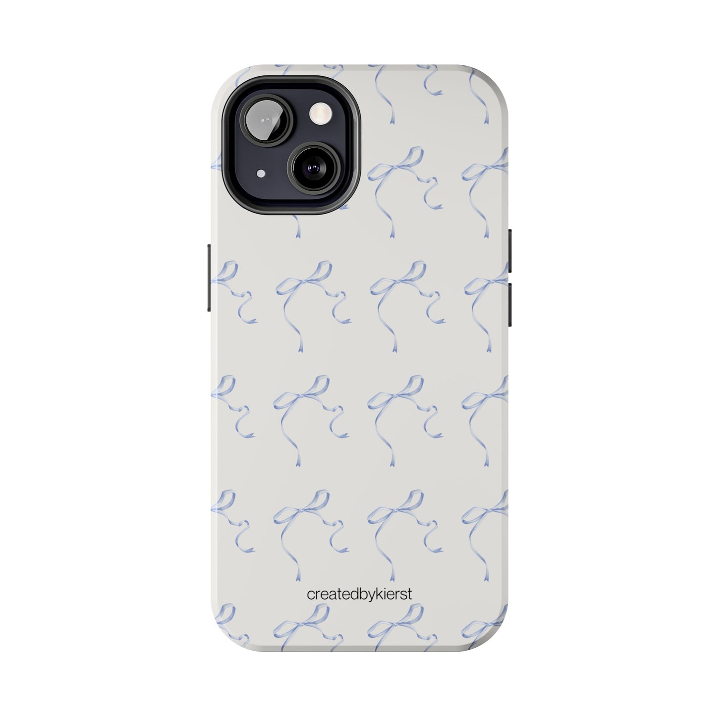 Multiple Thin Blue Bows on Beige iPhone Case