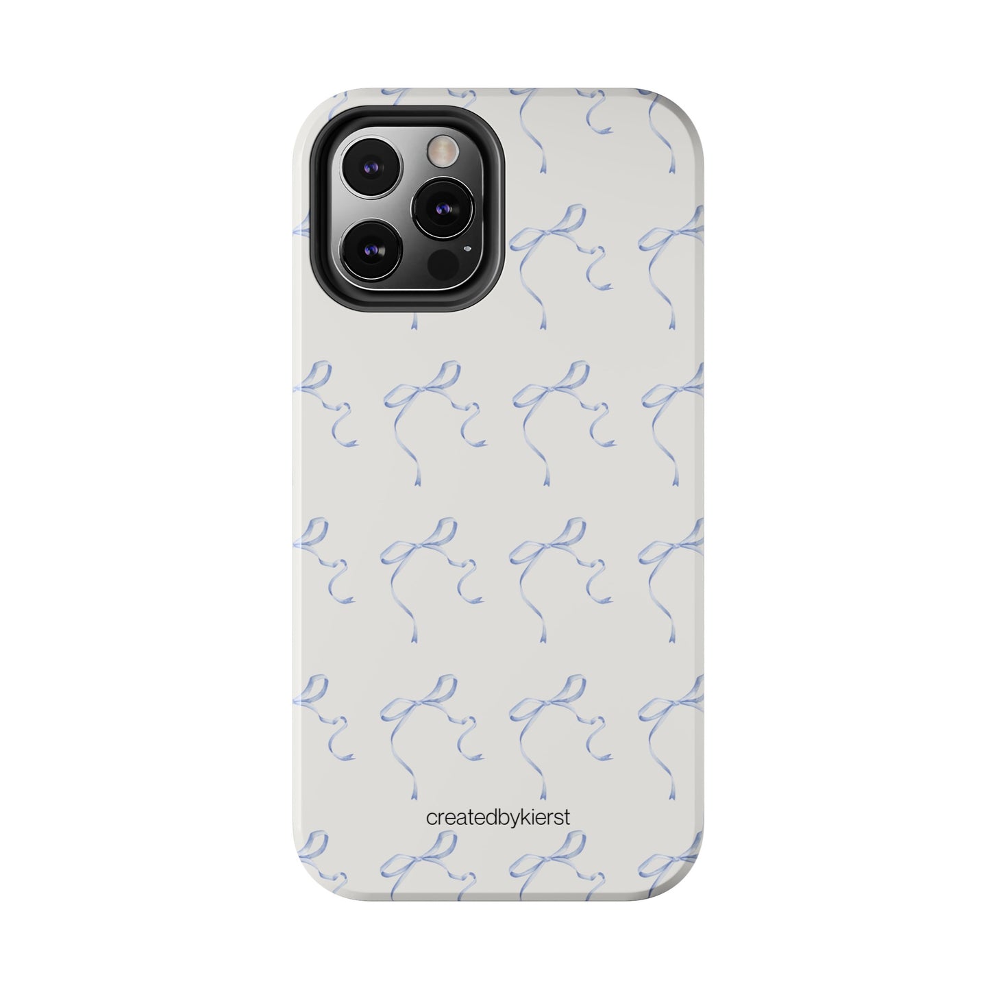 Multiple Thin Blue Bows on Beige iPhone Case