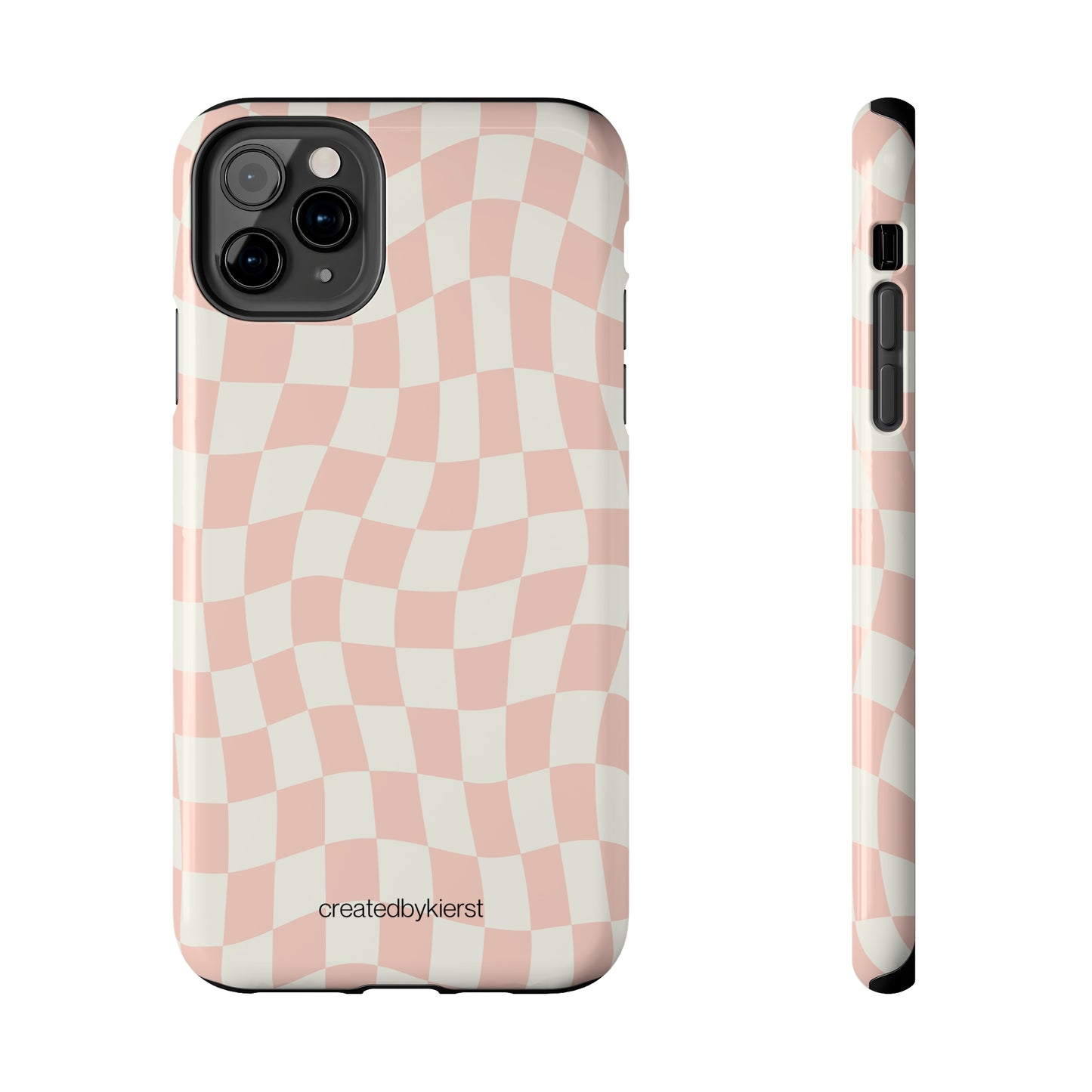 Peach and Cream Wavy Checkers iPhone Case