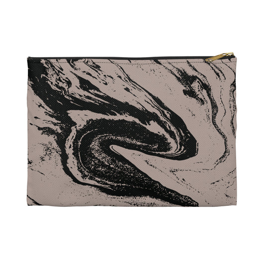 Taupe and Black Marble Accessory Pouch