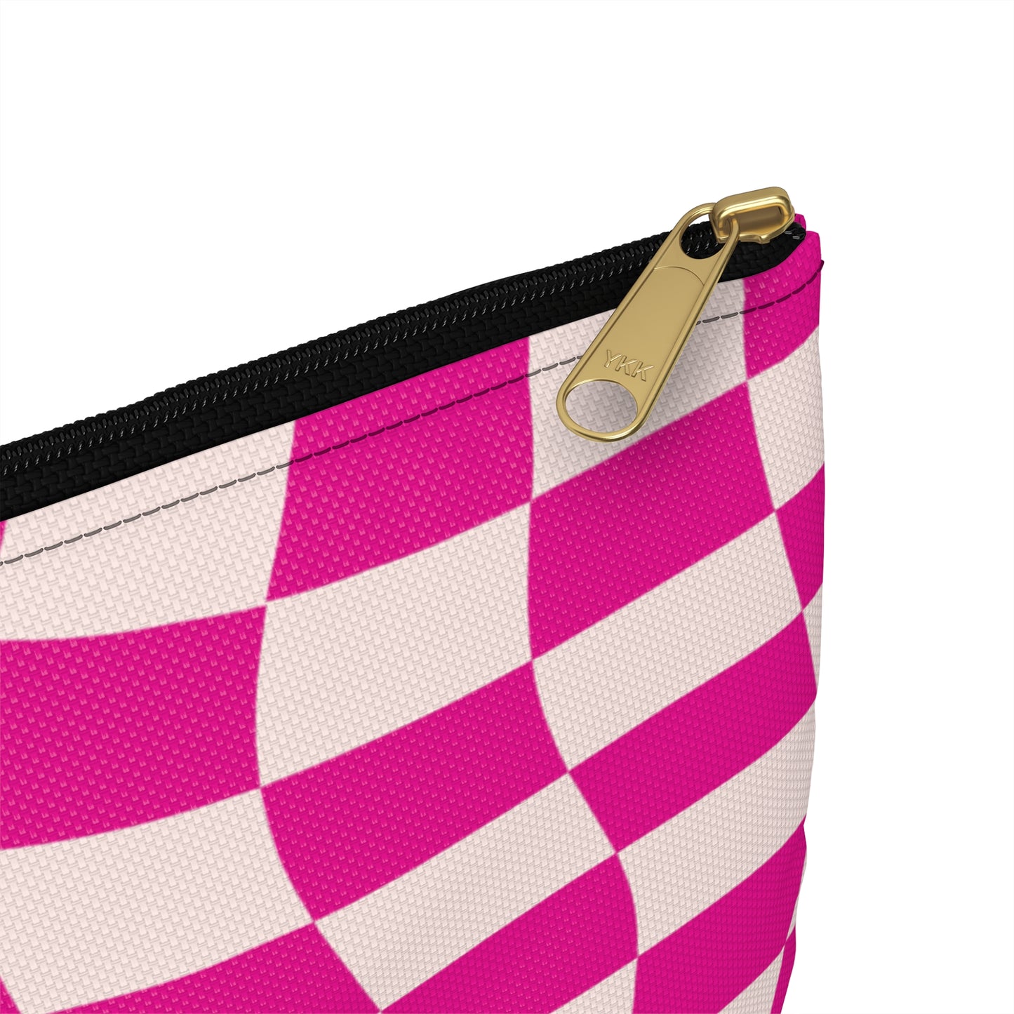 Hot Pink and Light Pink Wavy Checkers Accessory Pouch