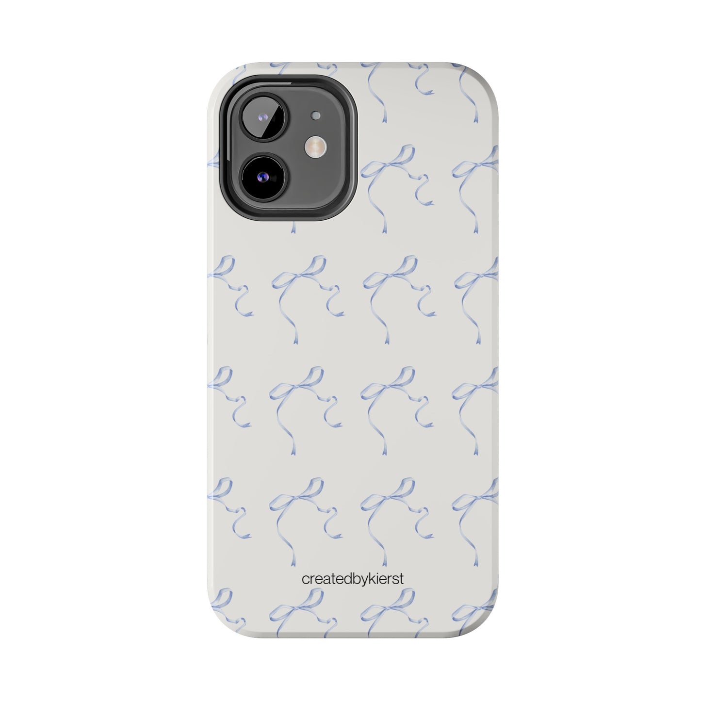 Multiple Thin Blue Bows on Beige iPhone Case