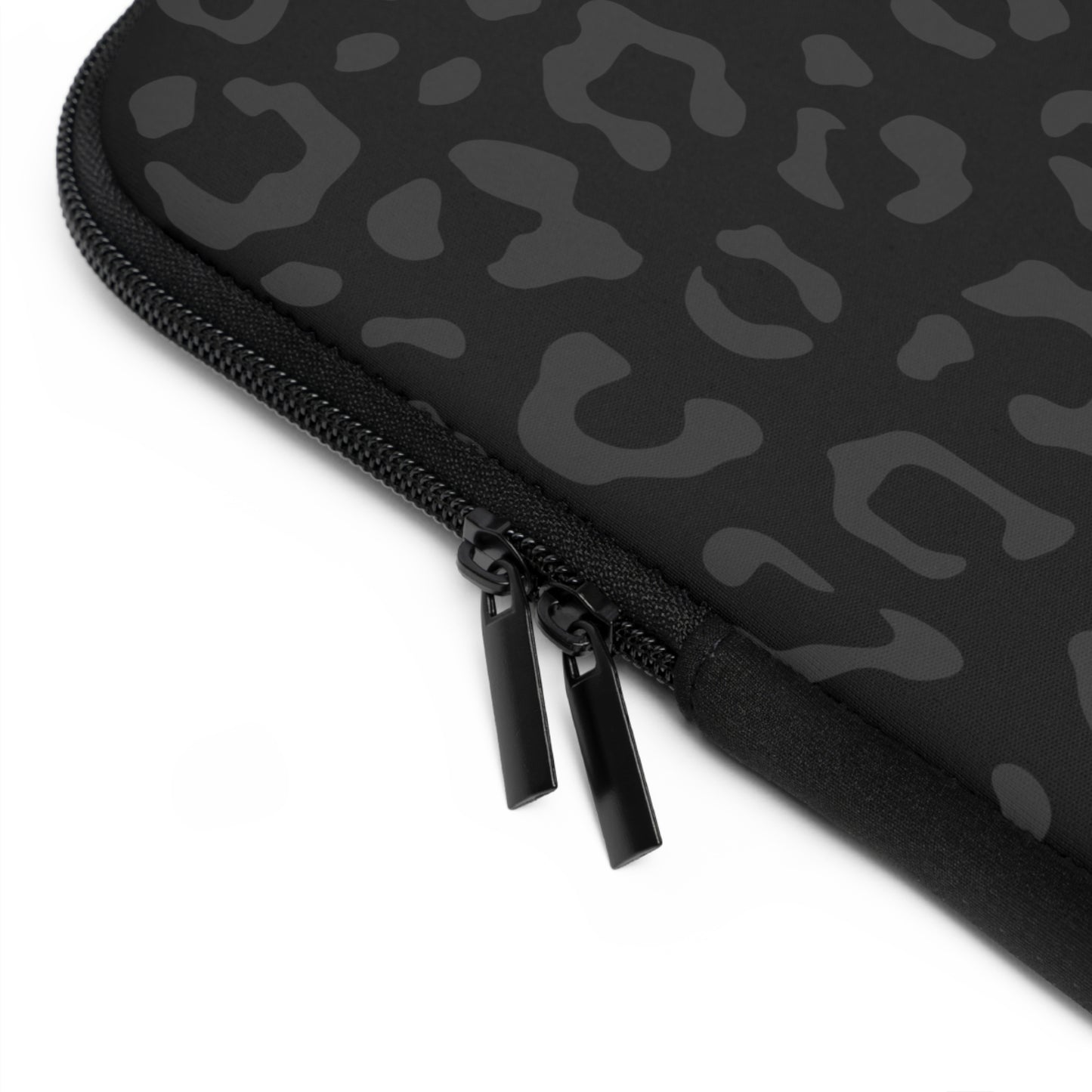 Grey on Black Leopard Laptop Sleeve