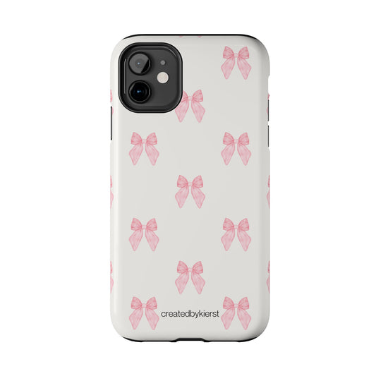 Pink Multiple Bows on Beige iPhone Case