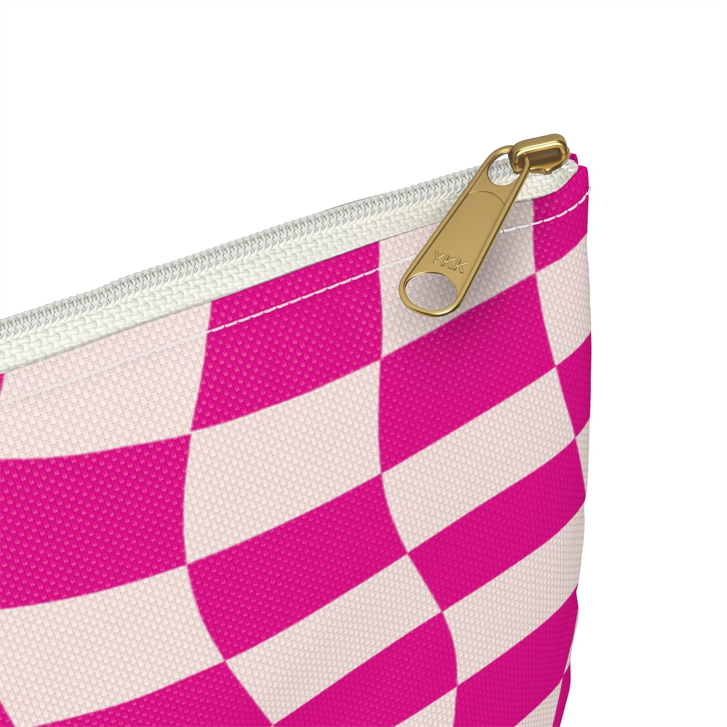 Hot Pink and Light Pink Wavy Checkers Accessory Pouch