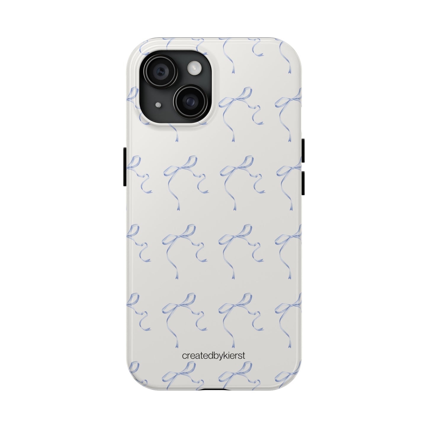 Multiple Thin Blue Bows on Beige iPhone Case