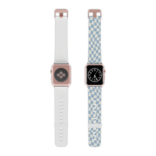 Light Blue and Beige Wavy Checkers Apple Watch Band