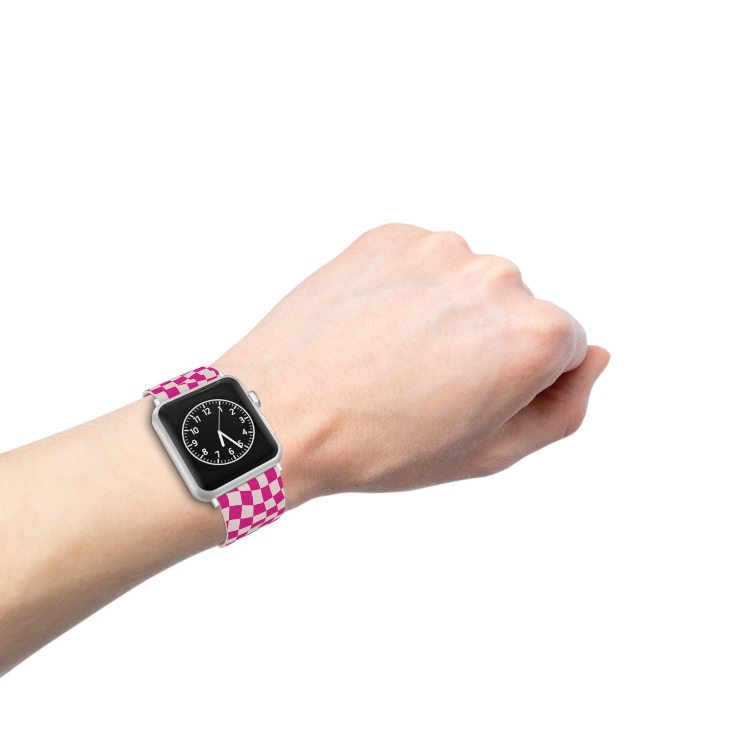 Hot Pink and Light Pink Wavy Checkers Apple Watch Band