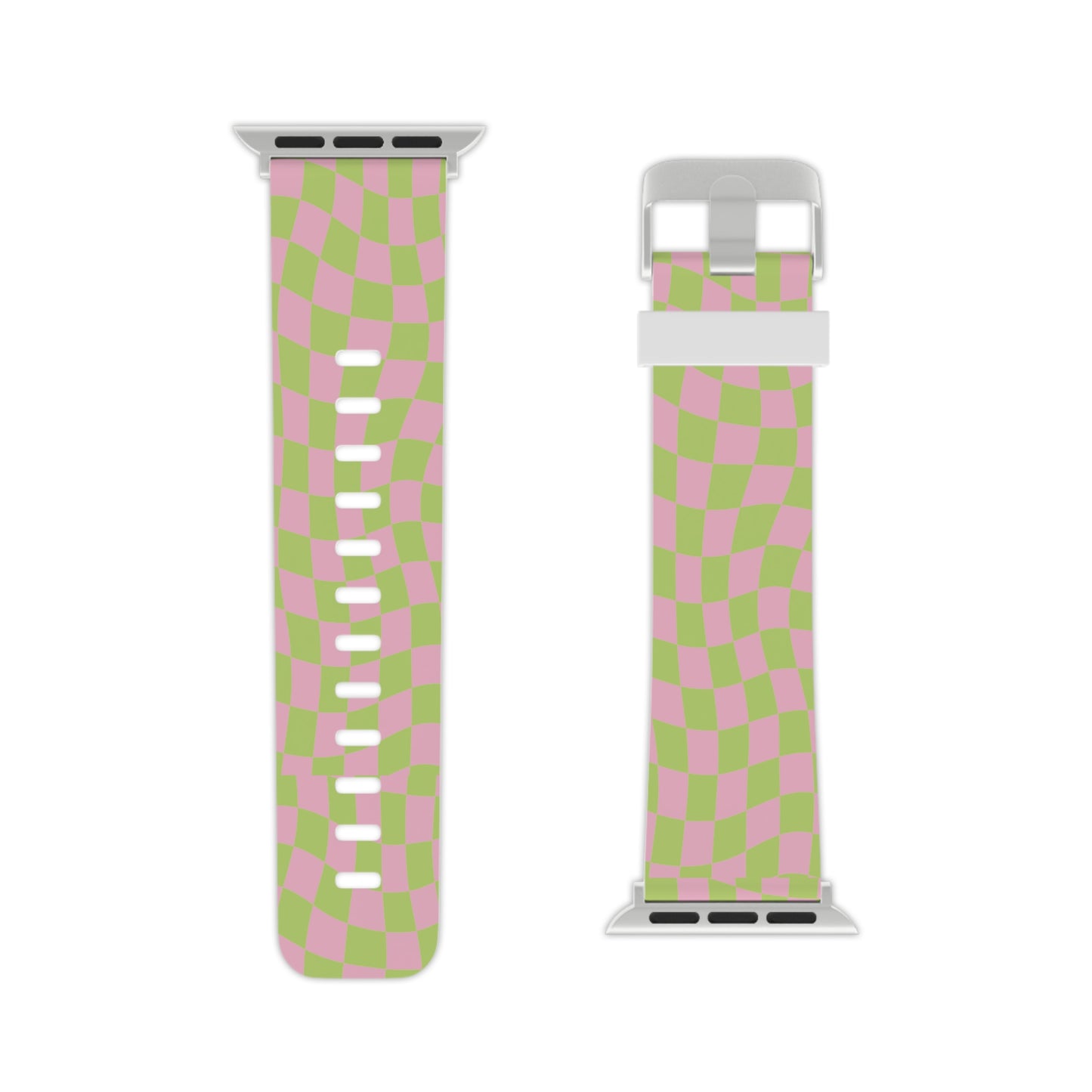 Lime Green and Pink Wavy Checkers Apple Watch Band