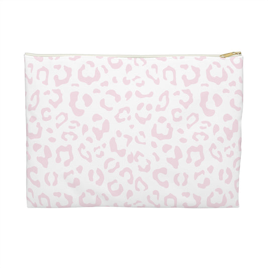 Pink on White Leopard Accessory Pouch