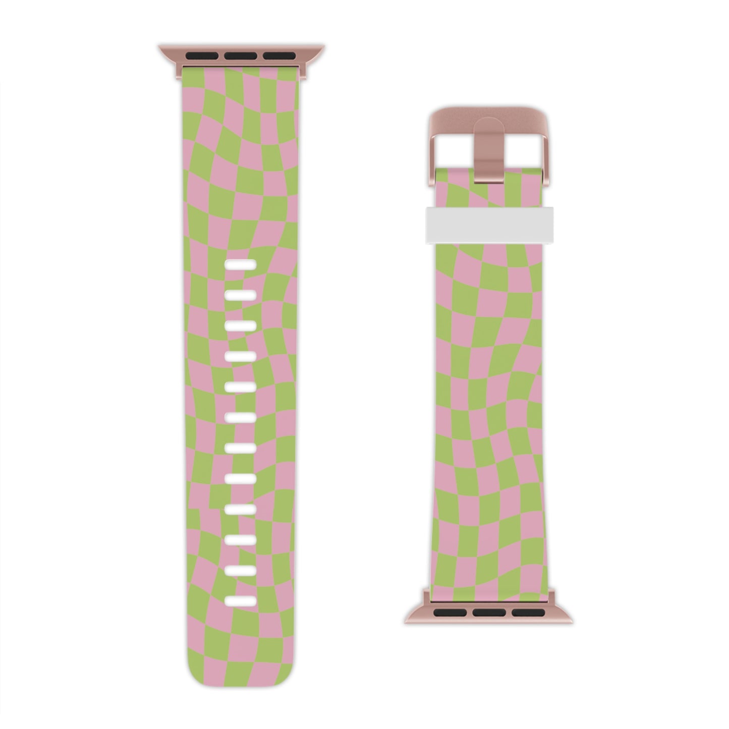 Lime Green and Pink Wavy Checkers Apple Watch Band