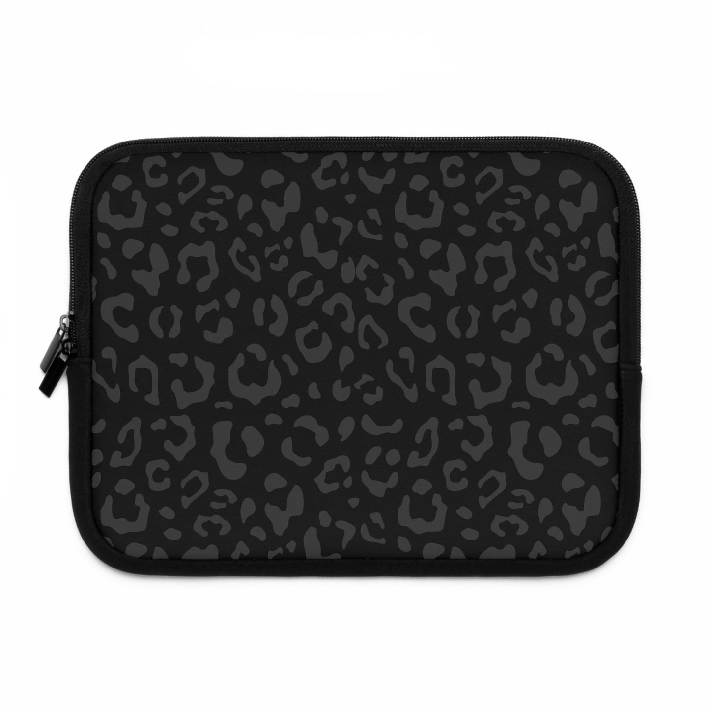 Grey on Black Leopard Laptop Sleeve