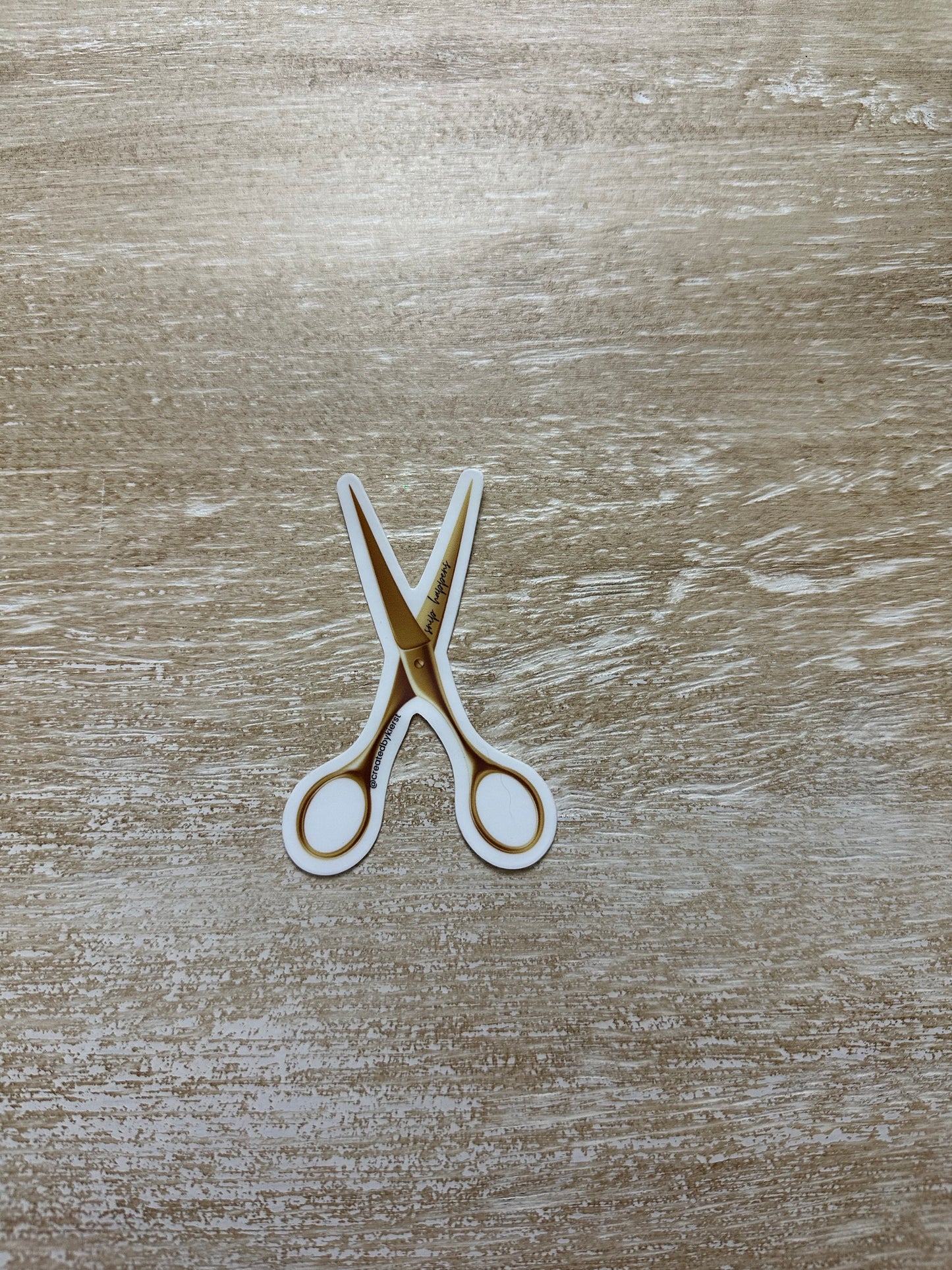 Snip Happens Gold Scissors Sticker