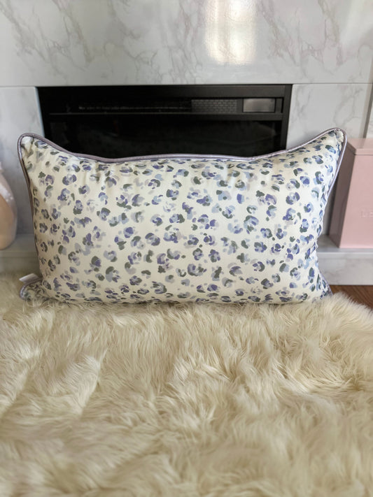 White and Purple Hues Leopard Throw Pillows