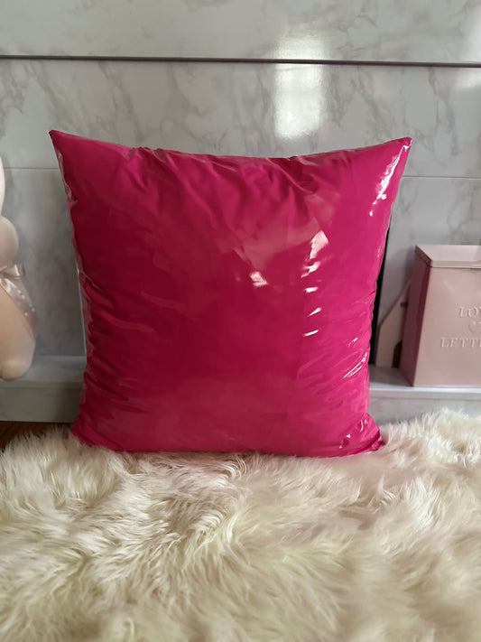 Dark Pink Faux Leather Throw Pillows