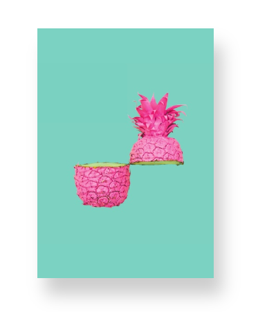 Hot Pink Split Pineapple on Aqua Notebook