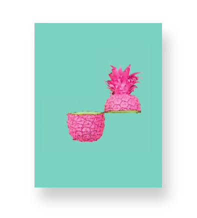 Hot Pink Split Pineapple on Aqua Notebook