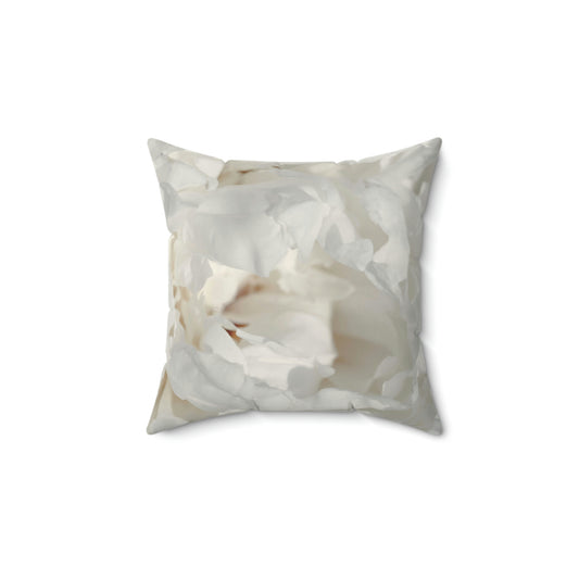 White Peony Square Pillow