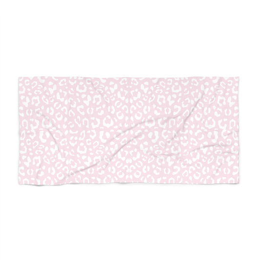 Pink and White Leopard Beach Towel