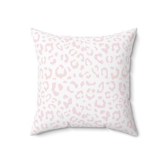 Pink and White Leopard Throw Pillow