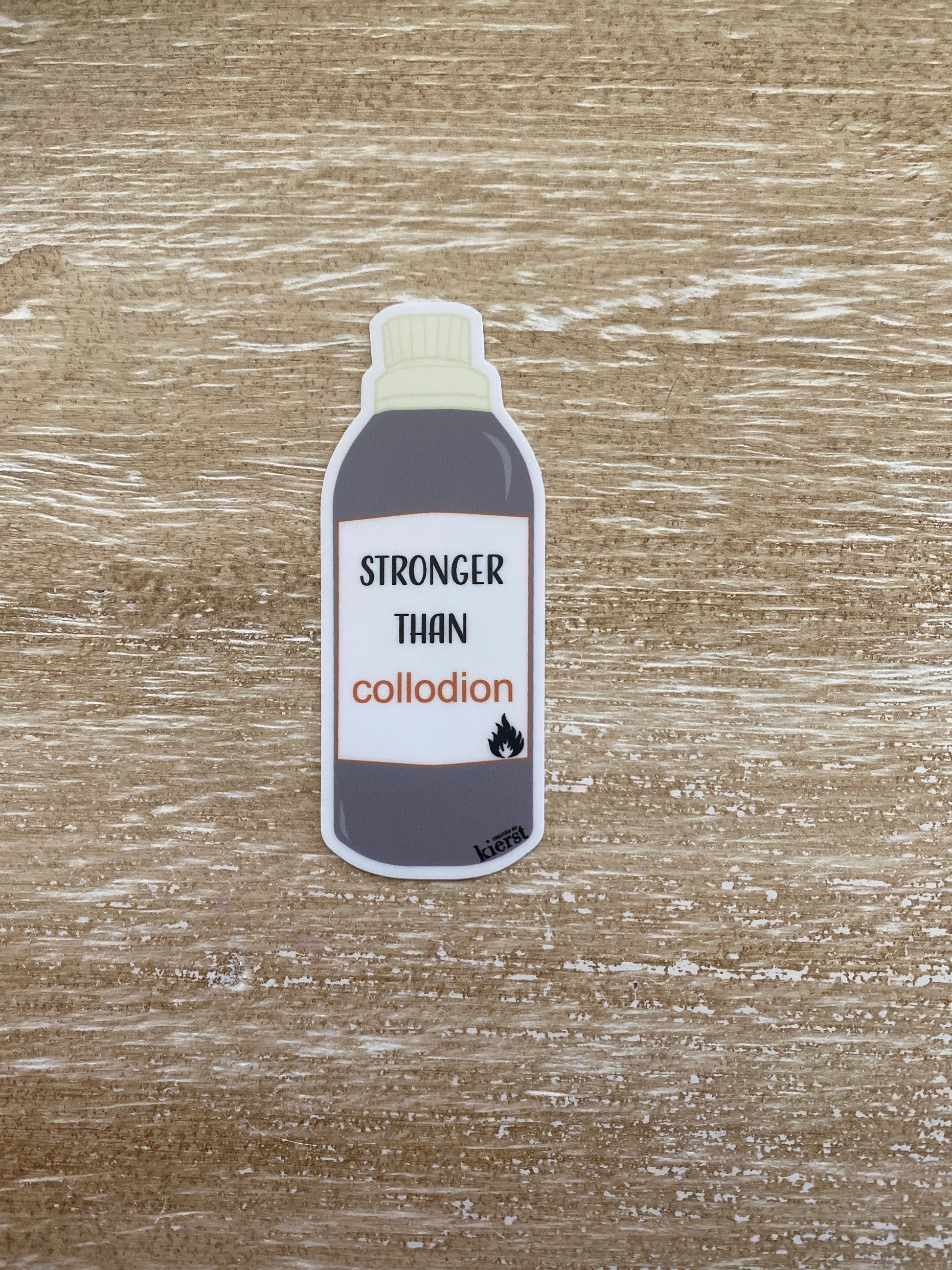 Stronger Than Collodion Bottle Sticker - createdbykierst