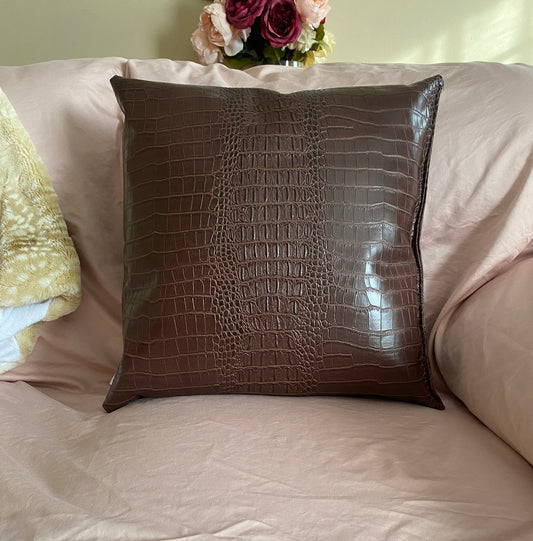 Crocodile Faux Leather Pillow - createdbykierst